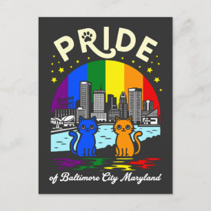 Pride of Baltimore City Maryland Cats Rainbow Flag Postcard