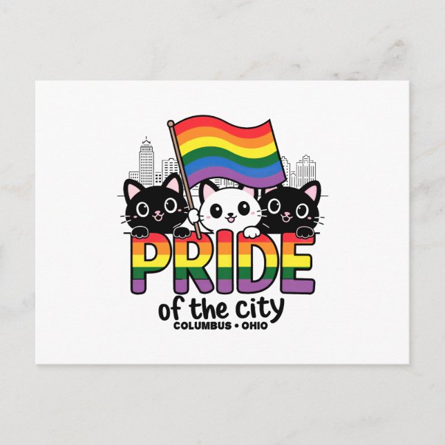 Pride of Columbus City Ohio USA Rainbow Flag Postcard (Front)