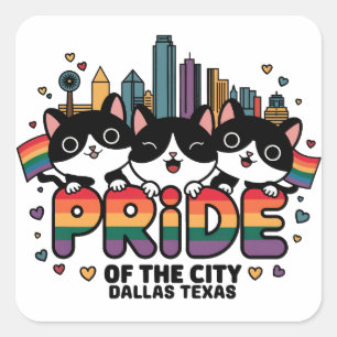 Pride of Dallas City Texas USA Rainbow Flag Square Sticker