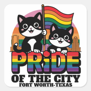 Pride of Fort Worth City Texas USA Rainbow Flag Square Sticker