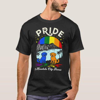 Pride of Honolulu City Hawaii Dogs Rainbow Flag T-Shirt
