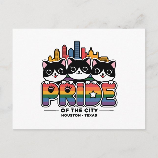 Pride of Houston City Texas USA Rainbow Flag Postcard (Front)