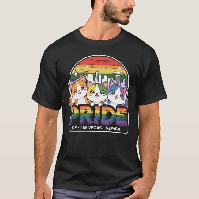 Pride of Las Vegas City Nevada USA Rainbow Flag T-Shirt (Front)