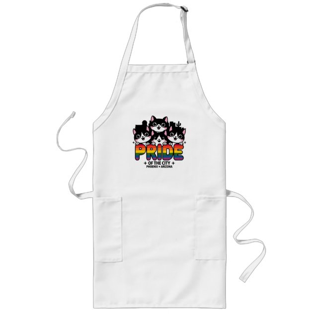 Pride of Phoenix City Arizona USA Rainbow Flag Long Apron (Front)