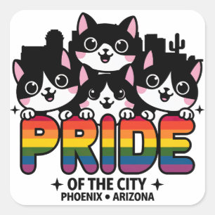 Pride of Phoenix City Arizona USA Rainbow Flag Square Sticker