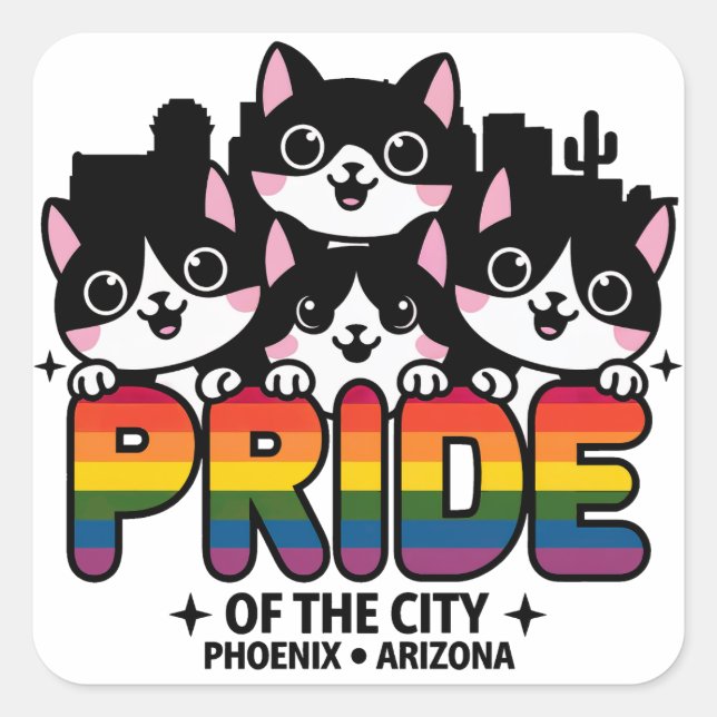 Pride of Phoenix City Arizona USA Rainbow Flag Square Sticker (Front)