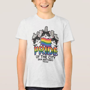 Pride of San Antonio City Texas USA Rainbow Flag Tri-Blend Shirt