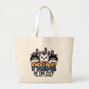 Pride of San Diego City California USA Rainbow Fla Large Tote Bag
