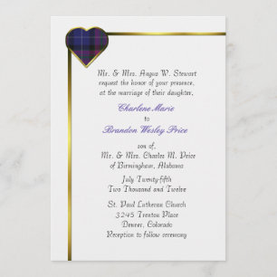 Pride of Scotland Modern Plaid Heart Wedding Invitation