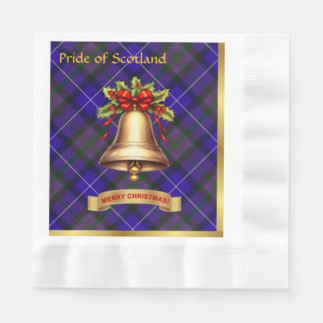 Pride of Scotland Personalised Tartan Christmas Napkin (Front)