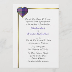Pride of Scotland Plaid Heart Wedding Invitation