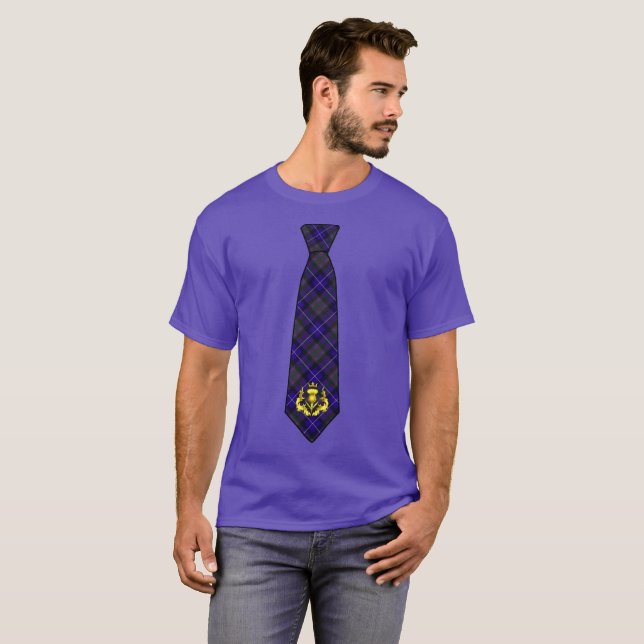 Pride of Scotland Tartan Necktie & Golden Thistle T-Shirt (Front Full)