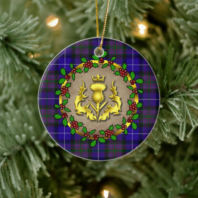 Pride of Scotland Tartan Personalised Christmas Ceramic Tree Decoration (Tree)