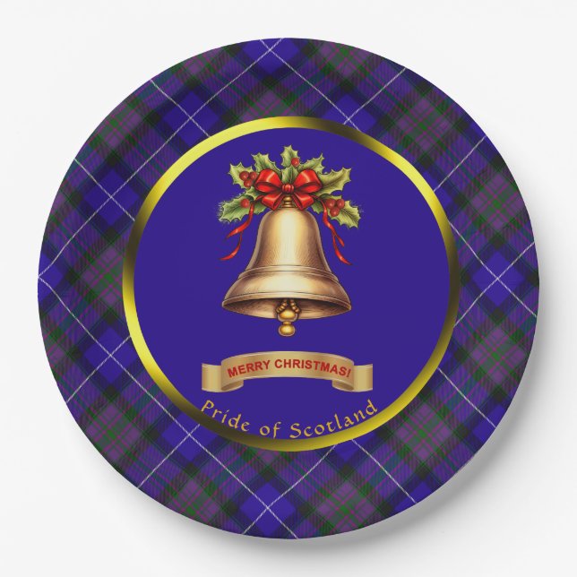Pride of Scotland Tartan Personalised Christmas Paper Plate (Front)