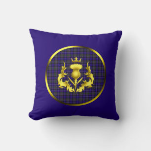 Pride of Scotland Tartan w/Golden Thistle Blue Cushion