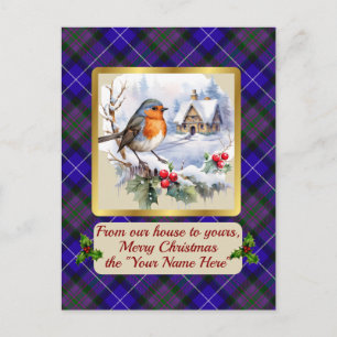 Pride of Scotland Tartan w/Robin Personalised  Holiday Postcard