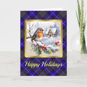 Pride of Scotland Tartan w/Robin Personalised Xmas Card