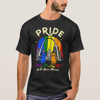 Pride of St. Louis City Missouri Cats Rainbow Fla T-Shirt