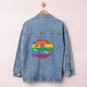 Pride of the LGBT community. Rainbow doughnut Denim Jacket