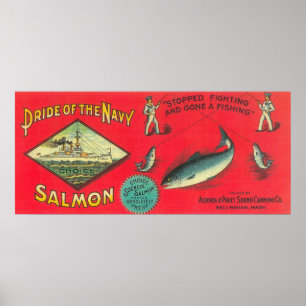 Pride of the Navy Salmon Can Label Poster