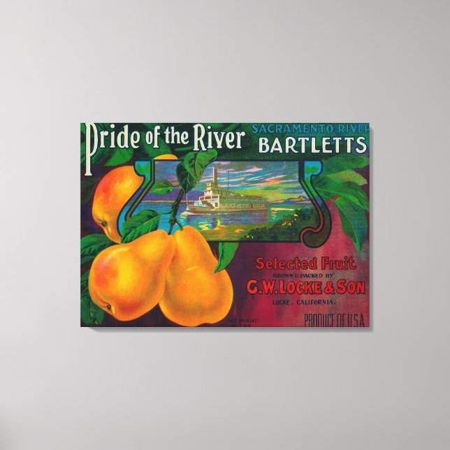 Pride of the River Pear Crate LabelLocke, CA Canvas Print (Front)