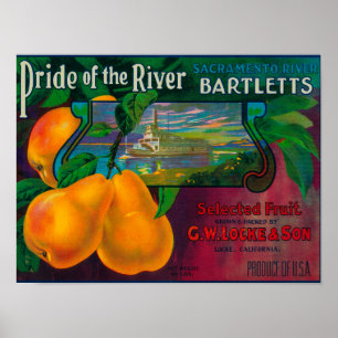 Pride of the River Pear Crate LabelLocke, CA Poster