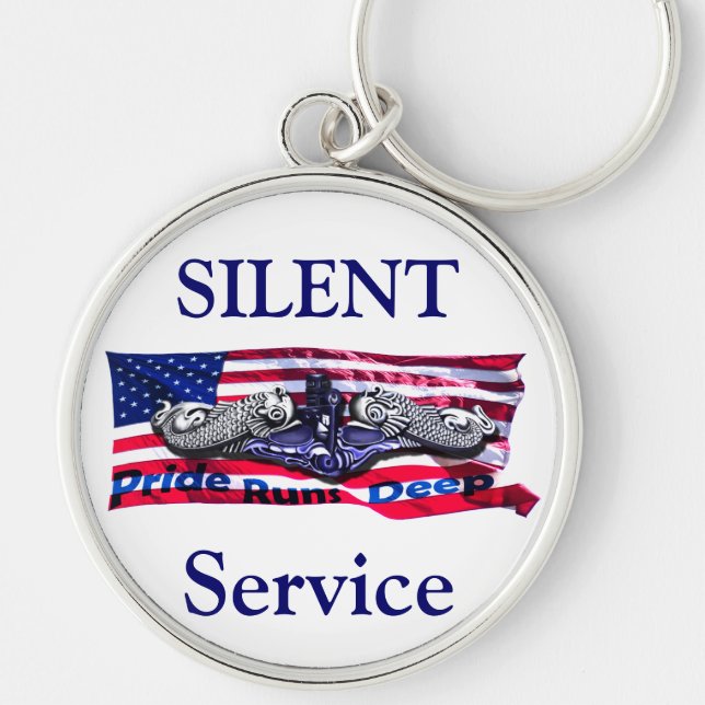 Pride on Flag w/Silver Dolphins Keychain (Front)