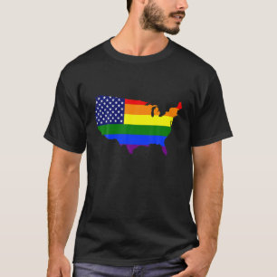 Pride Parade LGBTQ USA Flag Lesbian Gay T-Shirt