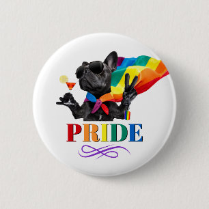 Pride Party Dog in Rainbow Cape 6 Cm Round Badge