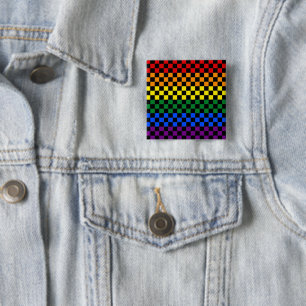 Pride Patterns   Rainbow Checkers 15 Cm Square Badge