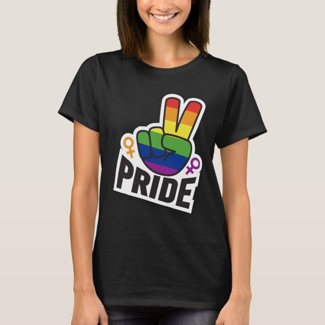 Pride Peace blk womens T-Shirt (Front)