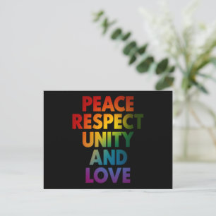 Pride Peace Respect Unity And Love  Postcard