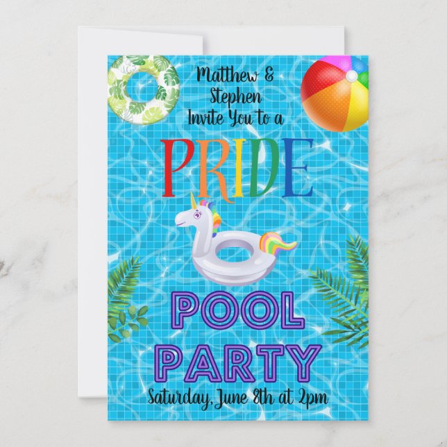 PRIDE Pool Party Invitation (Front)
