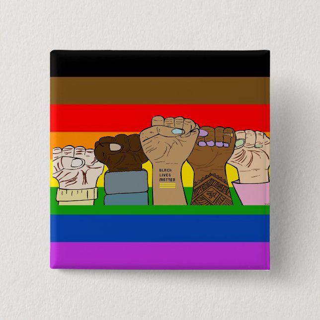 Pride Power Fists / BLM Square Button (Front)
