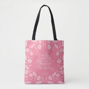 Pride & Prejudice Jane Austen Floral Bookish Quote Tote Bag