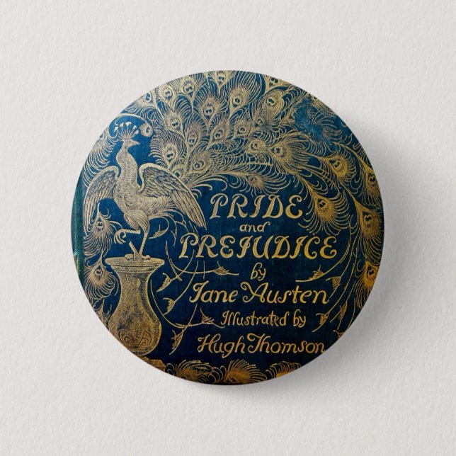 Pride & Prejudice Peacock Button (Front)