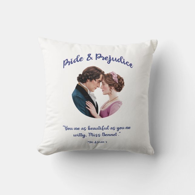 Pride & Prejudice Throw Pillow (Front)