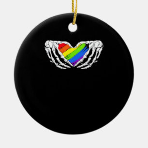 Pride - Pride Skeleton Hands With Heart 2 Classic Ceramic Tree Decoration