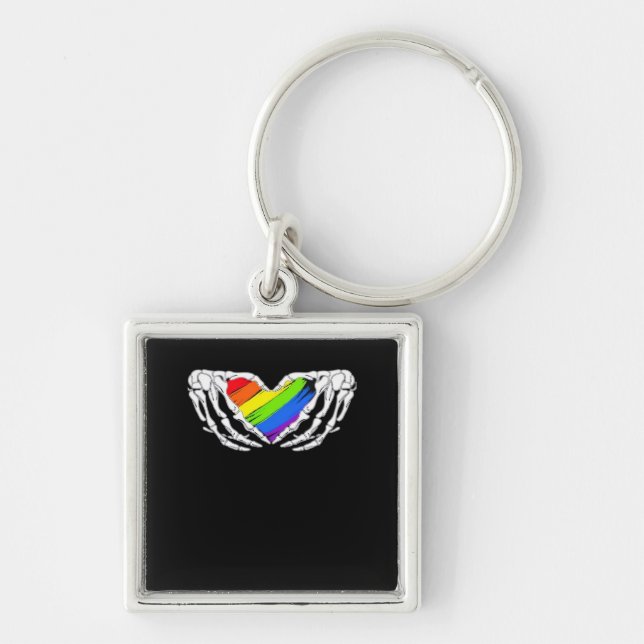 Pride - Pride Skeleton Hands With Heart 2 Classic Key Ring (Front)