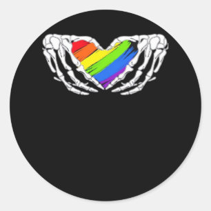 Pride - Pride Skeleton Hands With Heart 2 Classic Round Sticker