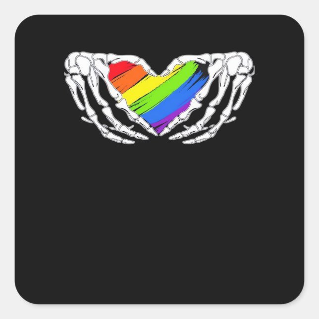 Pride - Pride Skeleton Hands With Heart 2 Classic Square Sticker (Front)