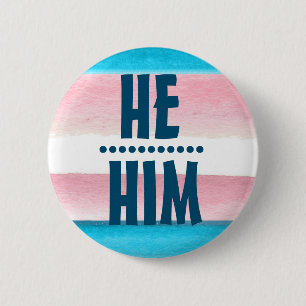 PRIDE PRONOUN HE/HIM BADGE Button
