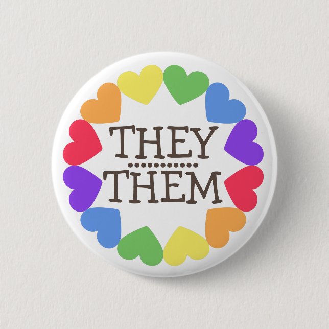 PRIDE PRONOUN THEY/THEM BADGE Button (Front)