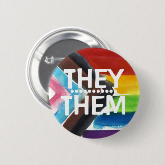 PRIDE PRONOUN THEY/THEM BADGE Button