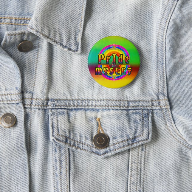 Pride Proud Gay Lesbian Rainbow Happy Star 6 Cm Round Badge (In Situ)