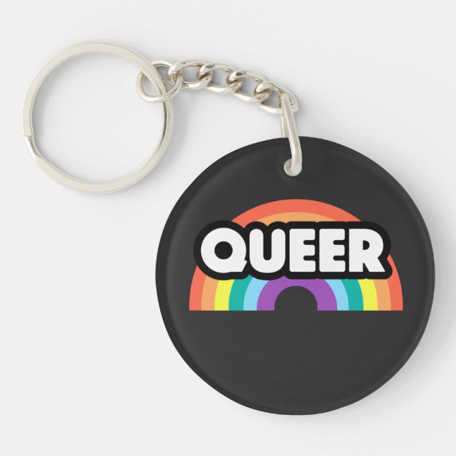 pride- Queer rainbow love is love.      Keychain (Front)