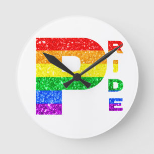 "PRIDE" RAINBOW #3 ROUND CLOCK