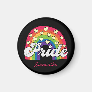 Pride Rainbow and Hearts LGBTQ Magnet