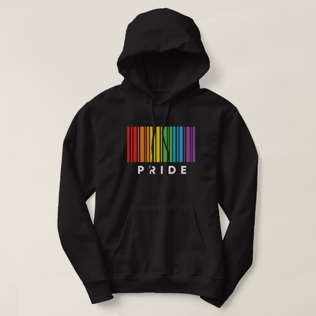 Pride Rainbow Barcode LGBTQIA+ T-Shirt Hoodie (Design Front)