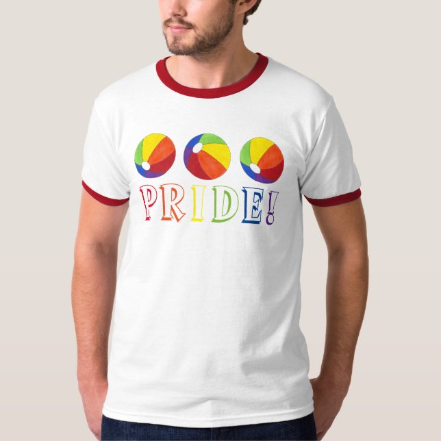 Pride Rainbow Beach Ball Beachball Summer Tee (Front)